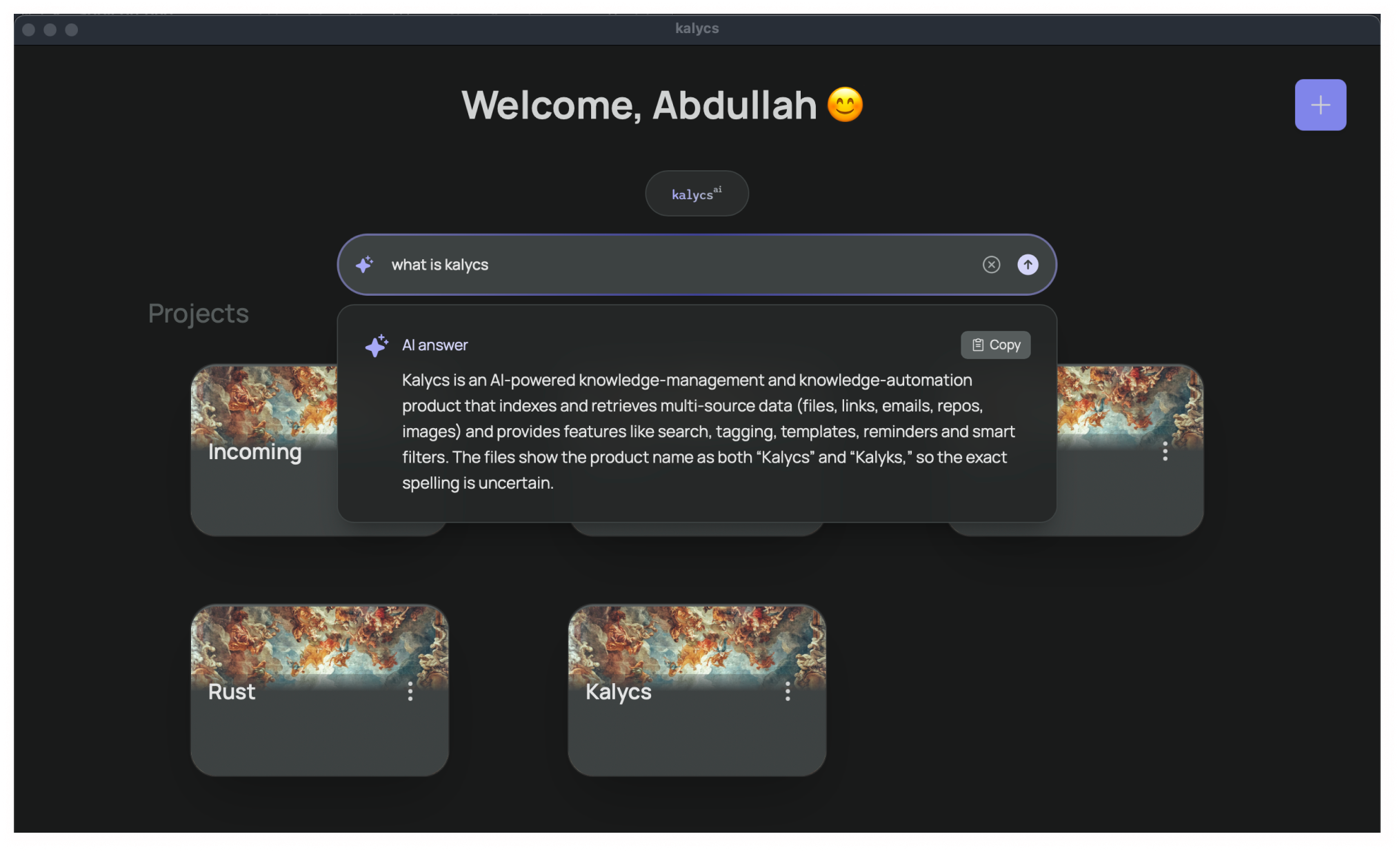 Kalycs app preview
